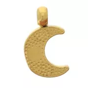 7x4mm 304L stainless steel moon charm - Gold x1