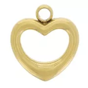 8x7.5mm 304L stainless steel Hollow heart charm - Gold x1