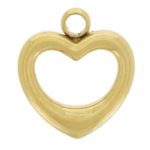 8x7.5mm 304L stainless steel Hollow heart charm - Gold x1