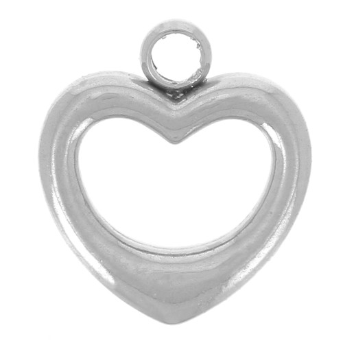 8x7.5mm 304L stainless steel Hollow heart charm x1