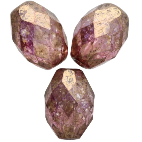 Faceted Olives 13x10 mm Crystal Lila Gold Luster x8