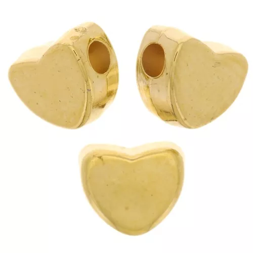 5.5x6mm CCB Heart beads acrylic metallic - Gold Tone x20