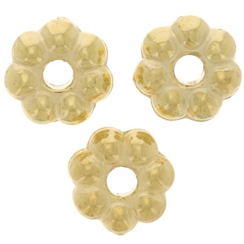 6mm CCB acrylic metallic Flower roundel beads - Gold Tone x50