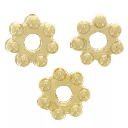 4mm CCB acrylic metallized flower roundel beads - Gold Tone x100