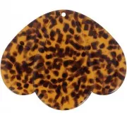 Pendentif 3 pétales 36x45 mm en acétate - Terrazzo Marron - Noir x1