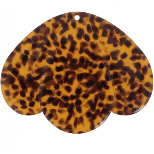36x45mm Acetate Pendant 3 petals - Terrazzo Brown - Black x1