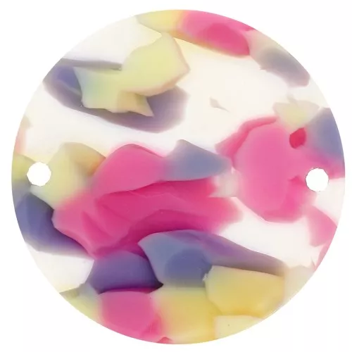 20mm round acrylic spacer - Terrazzo Vanille - Pastel Pink x1