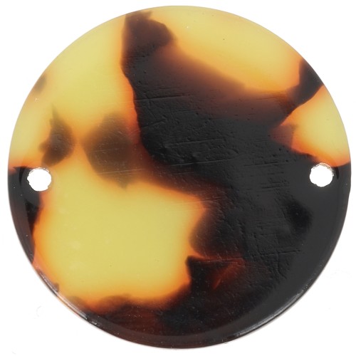 20mm Round Acetate Spacer - Tortoiseshell - Brown - Black x1
