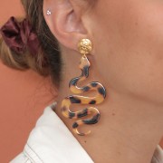 67x38mm Acetate Snake Pendant - Tortoiseshell - Brown - Black x1