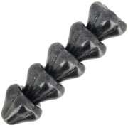 6x8mm Glass flower beads - Jet Hematite x10