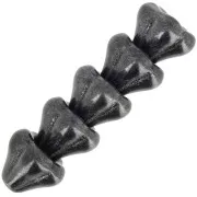 6x8mm Glass flower beads - Jet Hematite x10