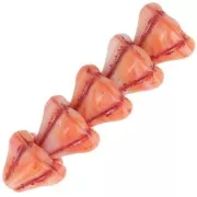 6x8mm Glass flower beads - Coral Red x10