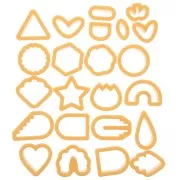 Set of 24 plastic polymer dies - Geometric - Flowers - Hearts x1