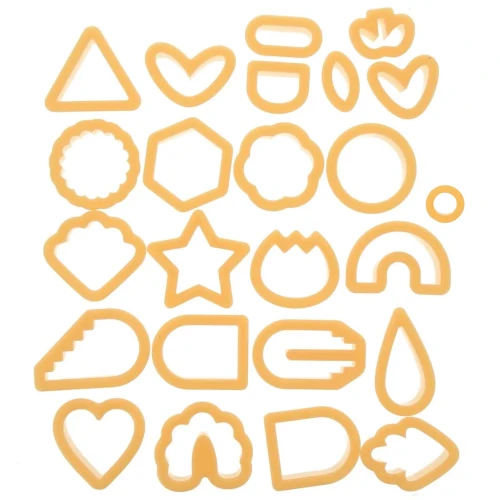 Set of 24 plastic polymer dies - Geometric - Flowers - Hearts x1