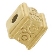 5mm Stainless steel 316L Bead cube arabesque pattern - Gold x1|raw }}