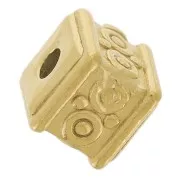 5mm Stainless steel 316L Bead cube arabesque pattern - Gold x1