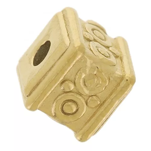 5mm Stainless steel 316L Bead cube arabesque pattern - Gold x1