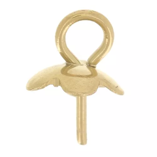 304L stainless steel Pendant fasteners for 6 and 8mm half-drilled beads - Gold x5