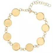 Stainless steel 304L Bracelet for 10mm round cabochons with flat base - Gold x17cm
