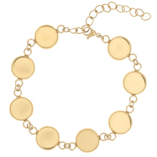 Stainless steel 304L Bracelet for 10mm round cabochons with flat base - Gold x17cm