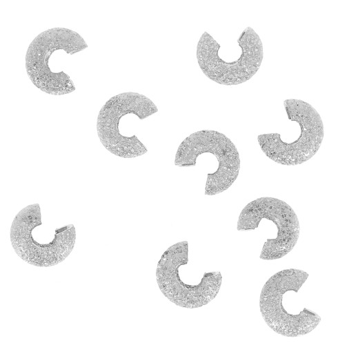 4mm Crimp covers - Diamond effect - silver tone x50