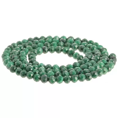 Round faceted beads 3 mm gemstone - Malachite x39cm