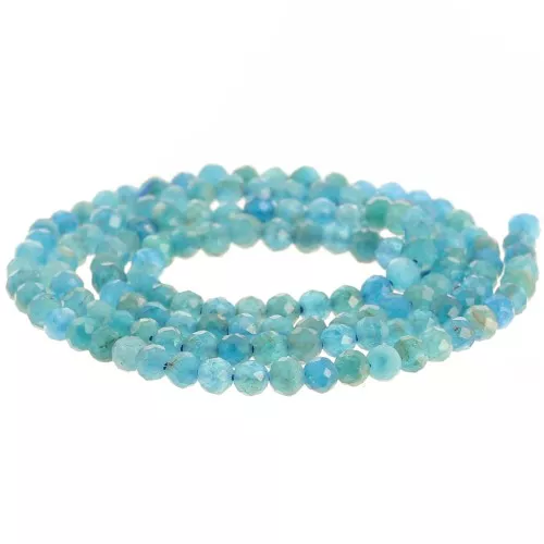 3mm Round faceted gemstone beads - Apatite x39cm