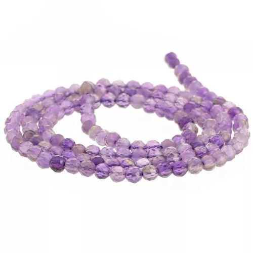 3mm Round faceted gemstone beads - Amethyst x39cm