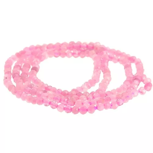 2mm Round faceted gemstone bead - Pink Tourmaline x39cm