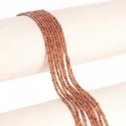 2mm Round faceted gemstone bead - Orange garnet x39cm