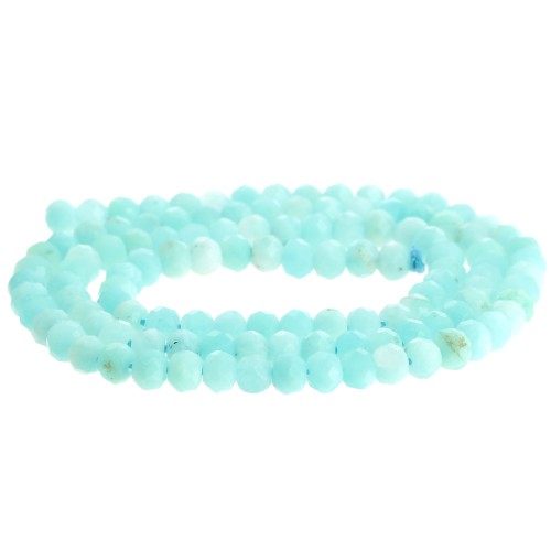 4x3mm Round flattened faceted beads - Amazonite x40cm