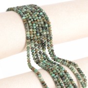 4x3mm Round flattened faceted beads - African Turquoise - Jasper x39cm