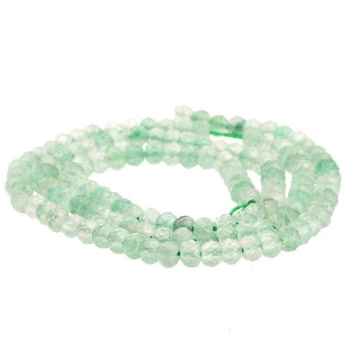4x3mm Round flattened faceted beads - Strawberry Quartz Green x39cm