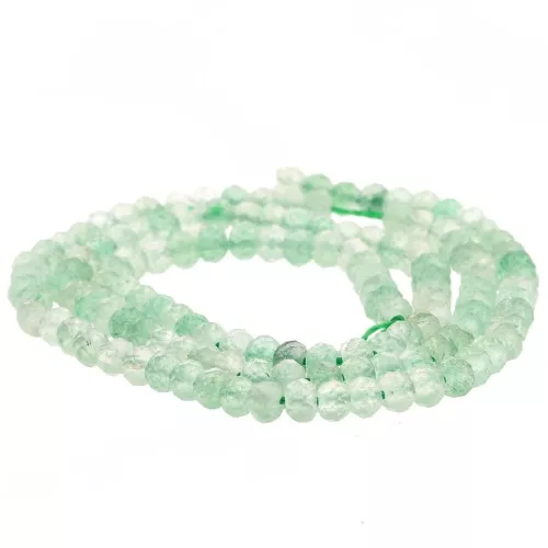 4x3mm Round flattened faceted beads - Strawberry Quartz Green x39cm