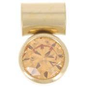 4mm zirconium oxide charm with tube holder - Gold filled - Topaz x1|raw }}