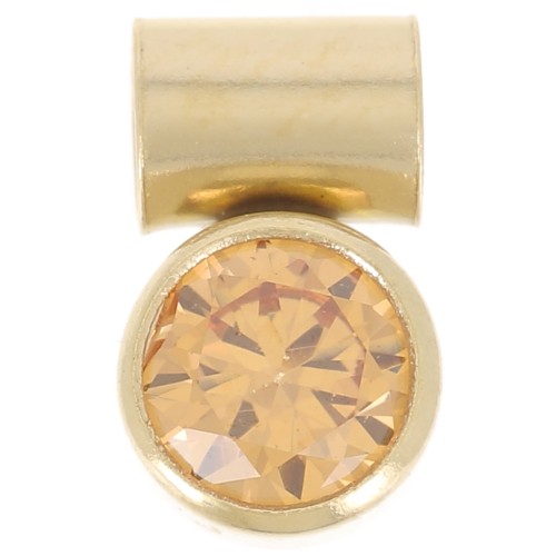 4mm zirconium oxide charm with tube holder - Gold filled - Topaz x1
