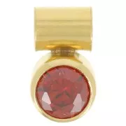 4mm zirconium oxide charm with tube holder - Gold filled - Garnet x1