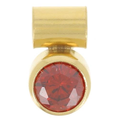 4mm zirconium oxide charm with tube holder - Gold filled - Garnet x1