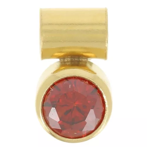 4mm zirconium oxide charm with tube holder - Gold filled - Garnet x1