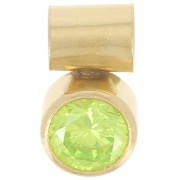 4mm zirconium oxide charm with tube holder - Gold filled - Green x1