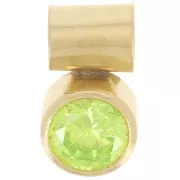 4mm zirconium oxide charm with tube holder - Gold filled - Green x1