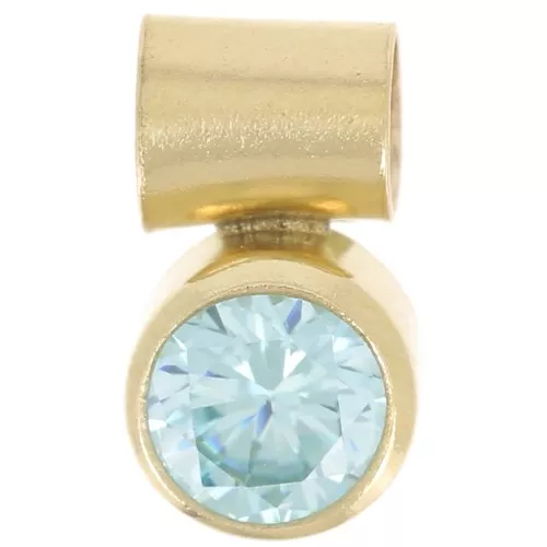 4mm zirconium oxide charm with tube holder - Gold filled - Aquamarine x1