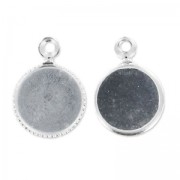 Pendant cabochon setting 8mm silver tone HQ x1|raw }}