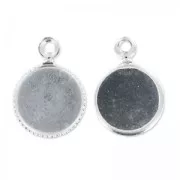 Pendant cabochon setting 8mm silver tone HQ x1
