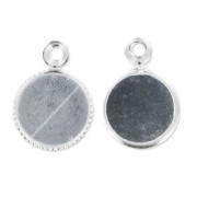 Pendant cabochon setting 6mm silver tone HQ x1|raw }}