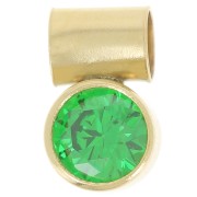 4mm zirconium oxide charm with tube holder - Gold filled - Emerald x1
