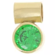 4mm zirconium oxide charm with tube holder - Gold filled - Emerald x1
