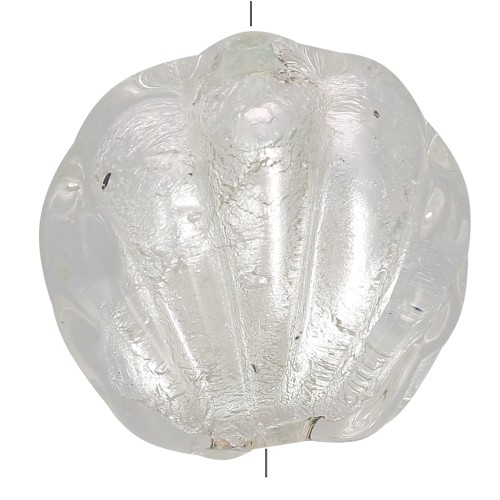 15mm Murano shell bead - crystal and silver leaf x1