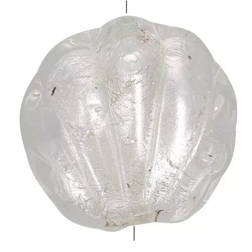 15mm Murano shell bead - crystal and silver leaf x1