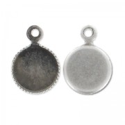 Pendant cabochon setting6mm old silver tone x1|raw }}